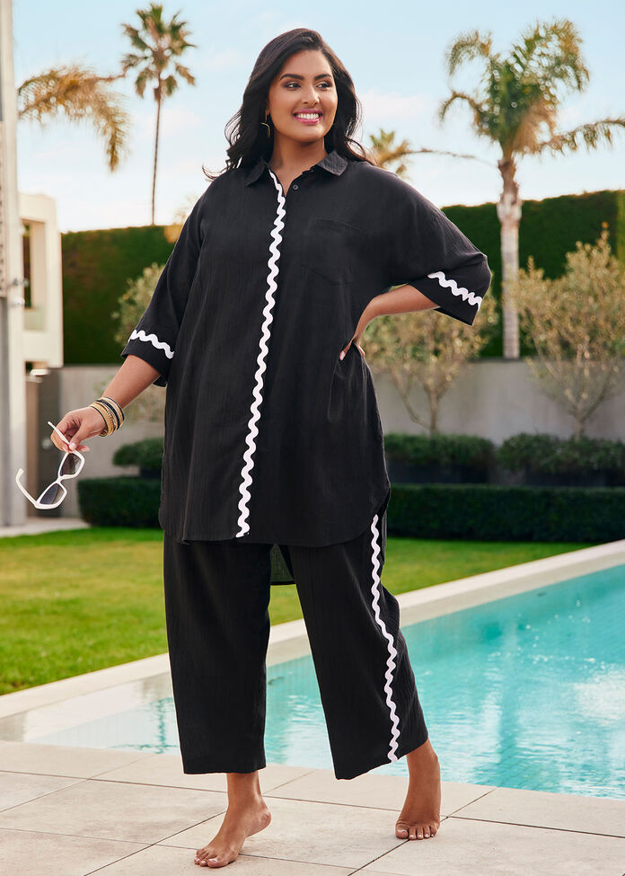 Shop Plus Size Natural Ric Rac Pull On Pant, Black | Taking Shape NZ