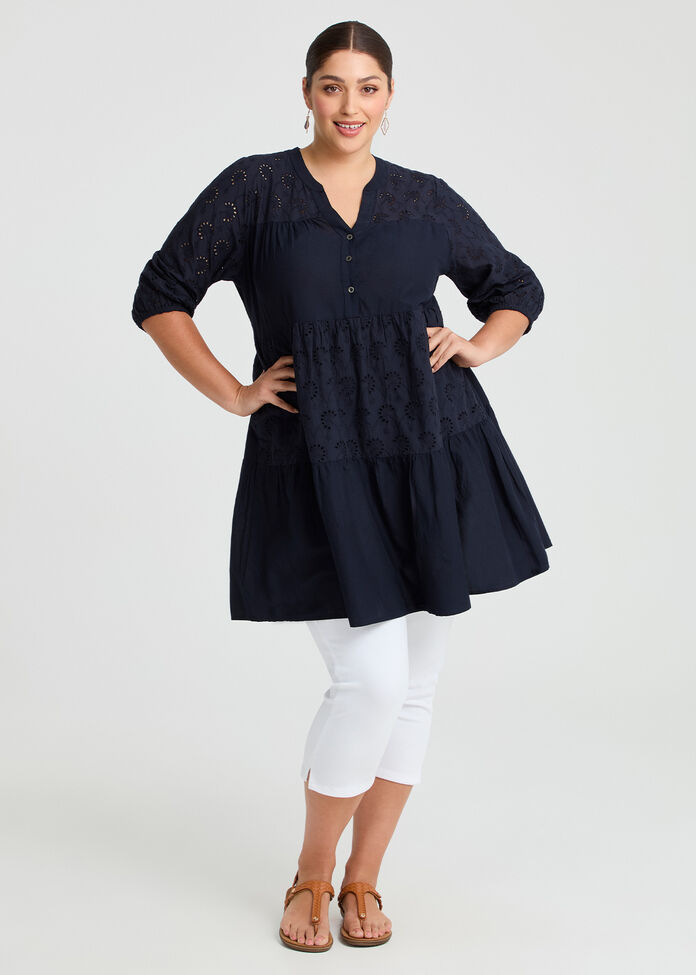 Cotton Broderie Mix Tunic, , hi-res