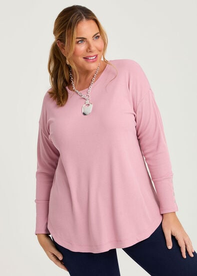 Plus Size Rib Hi-lo Top