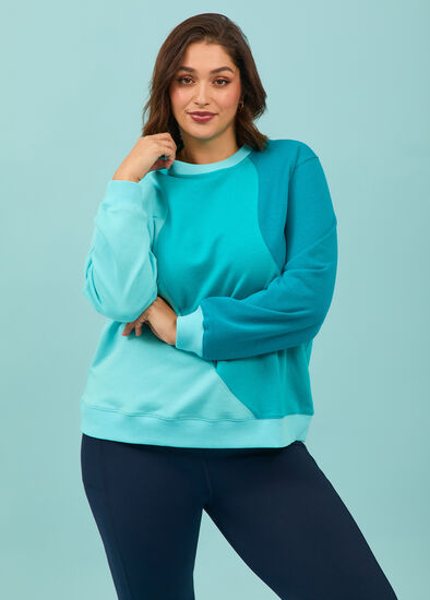 Plus Size Active Cotton Spliced Sweatshirt