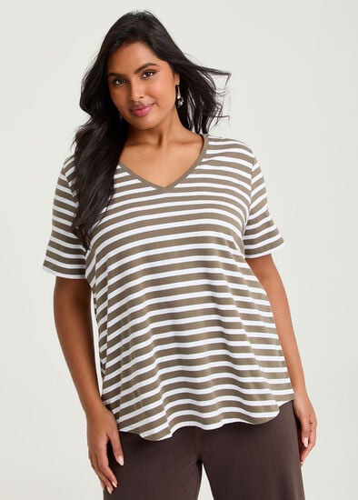 Plus Size Good Earth Australian Cotton Stripe T-shirt