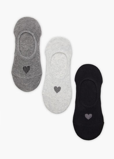 Plus Size 3 Pack No Show Bamboo Love Socks