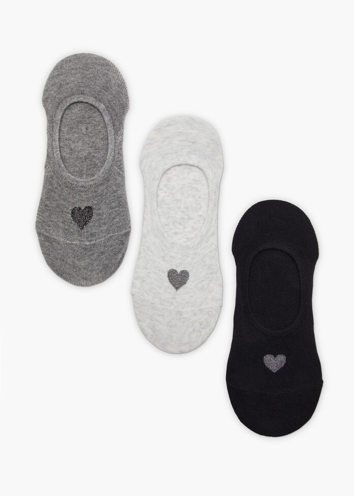 3 Pack No Show Bamboo Love Socks, , hi-res