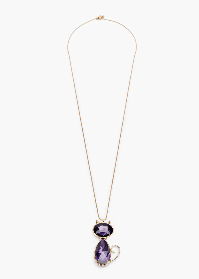 Crystal Cat Necklace, , hi-res