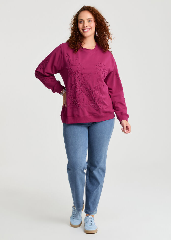 Cotton Cord Applique Sweatshirt, , hi-res