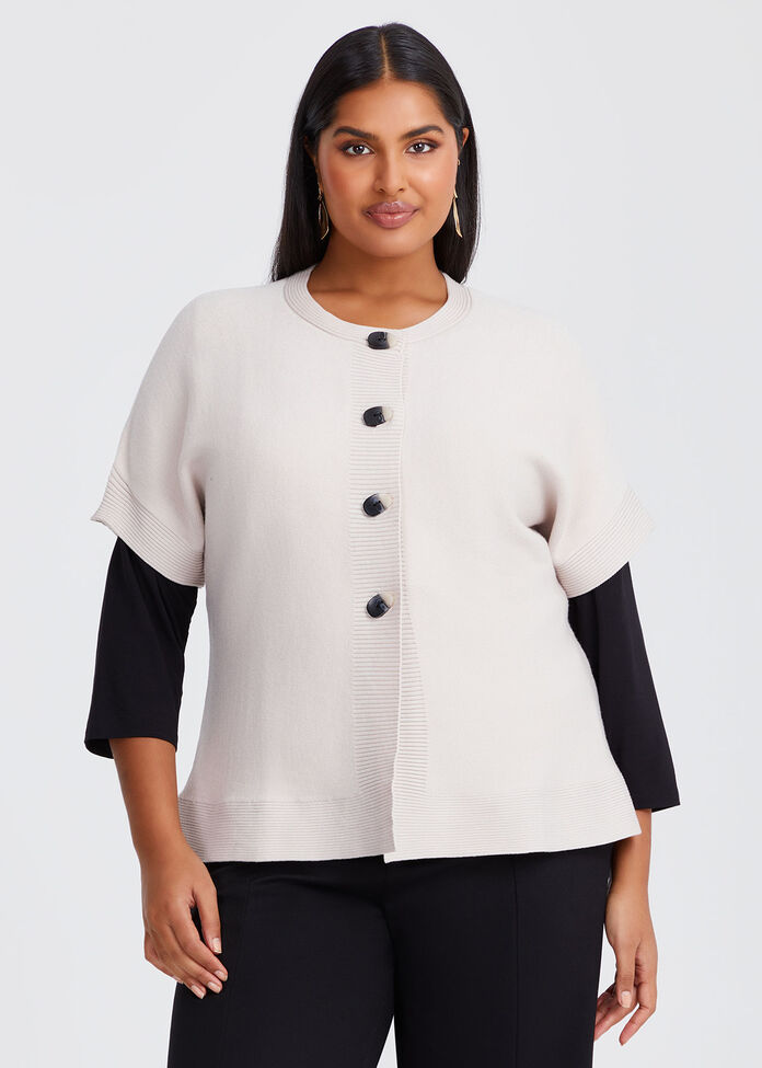 Button Cosy Knit Natural Cardigan, , hi-res