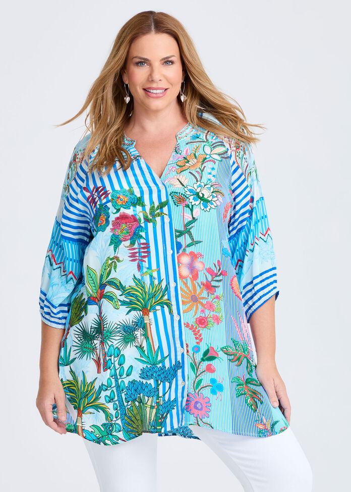 Natural Oasis Stripe Tunic, , hi-res