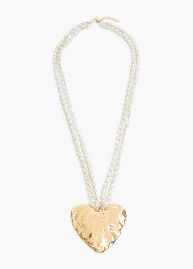 Natural Pearl Long Heart Necklace