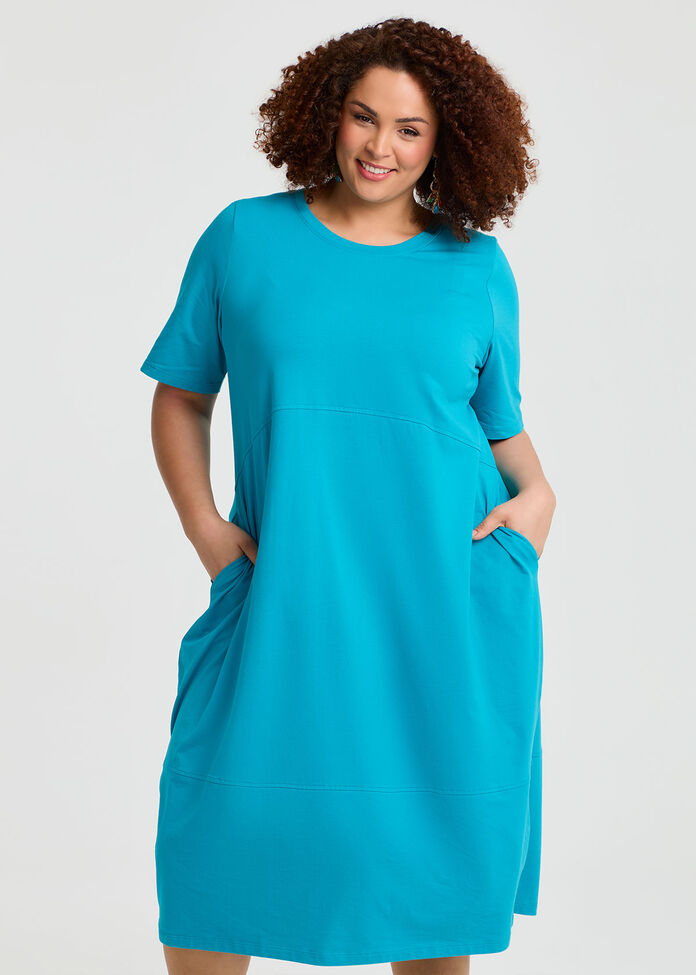 Cotton Talia Short Sleeve Dress, , hi-res