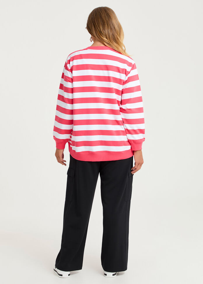 Cotton Mixed Stripe Sweatshirt, , hi-res
