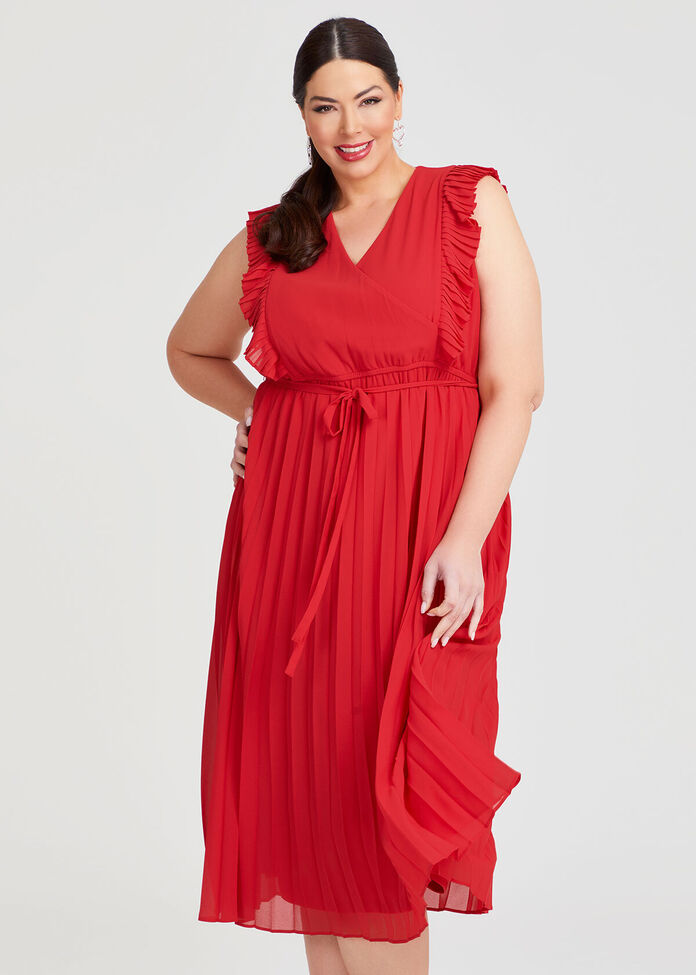 Sunset Pleat Chiffon Dress, , hi-res