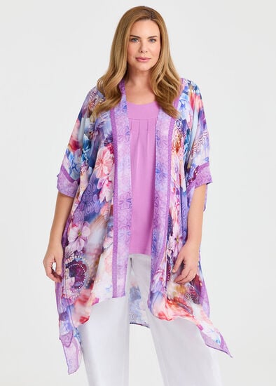 Floral Watercolour Cape Kimono