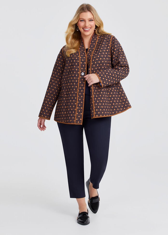 Plus Size Reversible Quilt Jacket Brown & Multi | Taking Shape AU