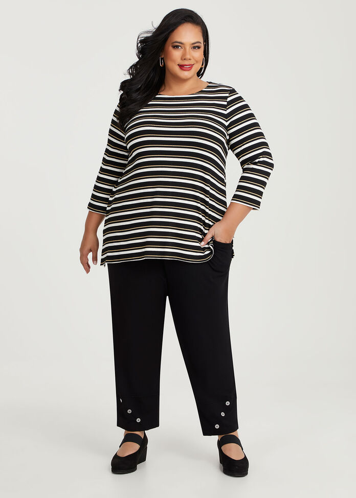 Natural Elina Stripe Rib Top, , hi-res