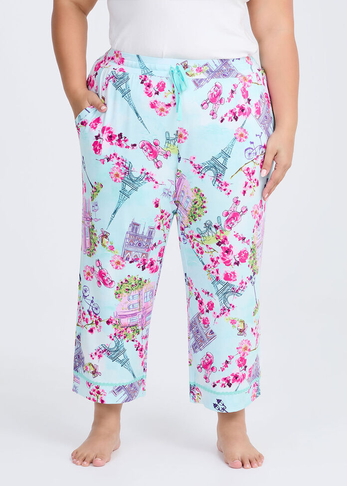 Bamboo Paris Bloom Pyjama 3/4 Pant, , hi-res