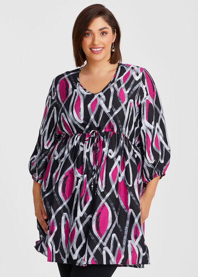 Plus Size Natural Abstract Monotone Tunic