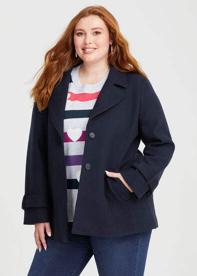 Plus Size Wool Blend Peacoat Jacket