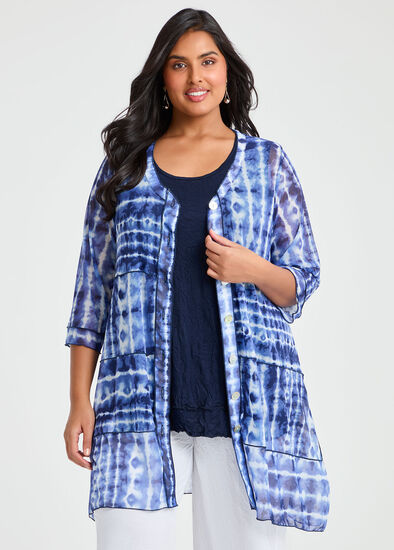 Plus Size Linna Indigo Cardigan