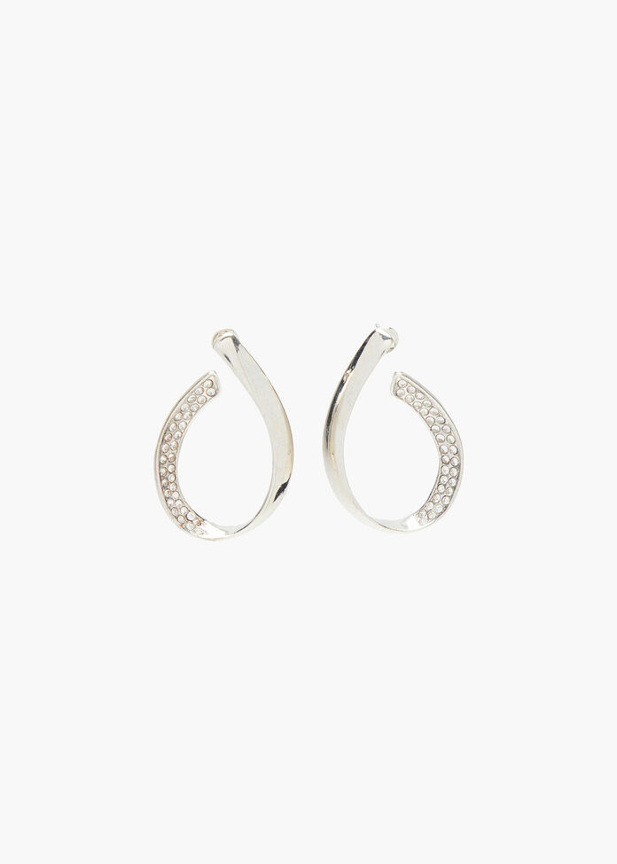 Crystal Loop Silver Earrings, , hi-res