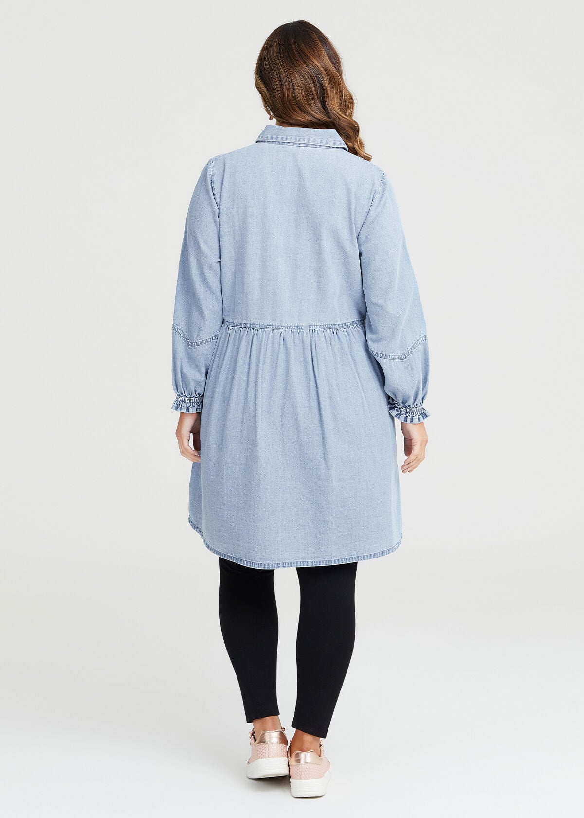 Shop Plus Size Cotton Chambray Shirt Dress, Blue | Taking Shape AU