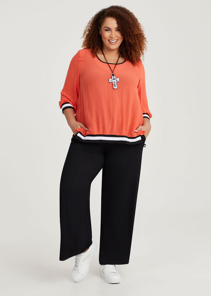 Textured Wide Leg Pant, , hi-res