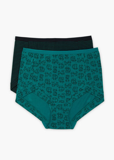Plus Size 2 Pack Bamboo Cat Briefs