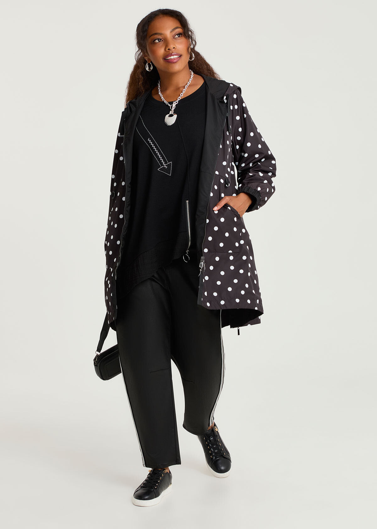 トップス tope cross strap tunic / nylon.b Shop Plus Size Natural Zip Tunic, Black | Taking Shape AU