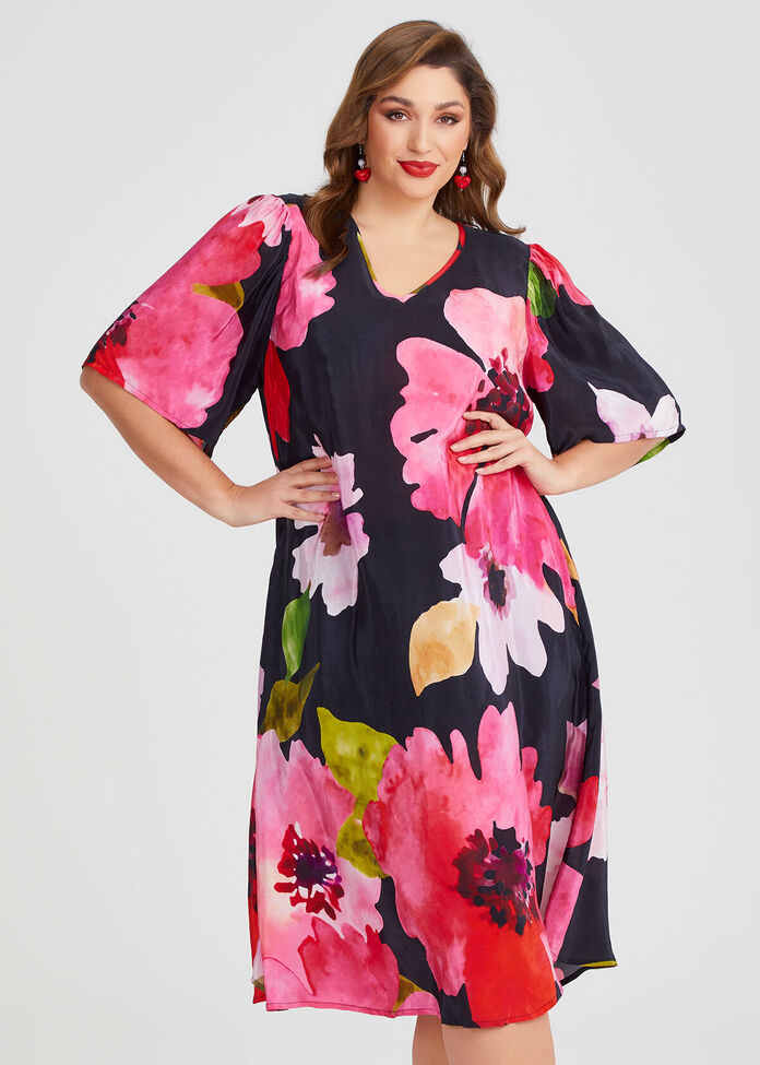 Natural Abloom Midi Dress, , hi-res