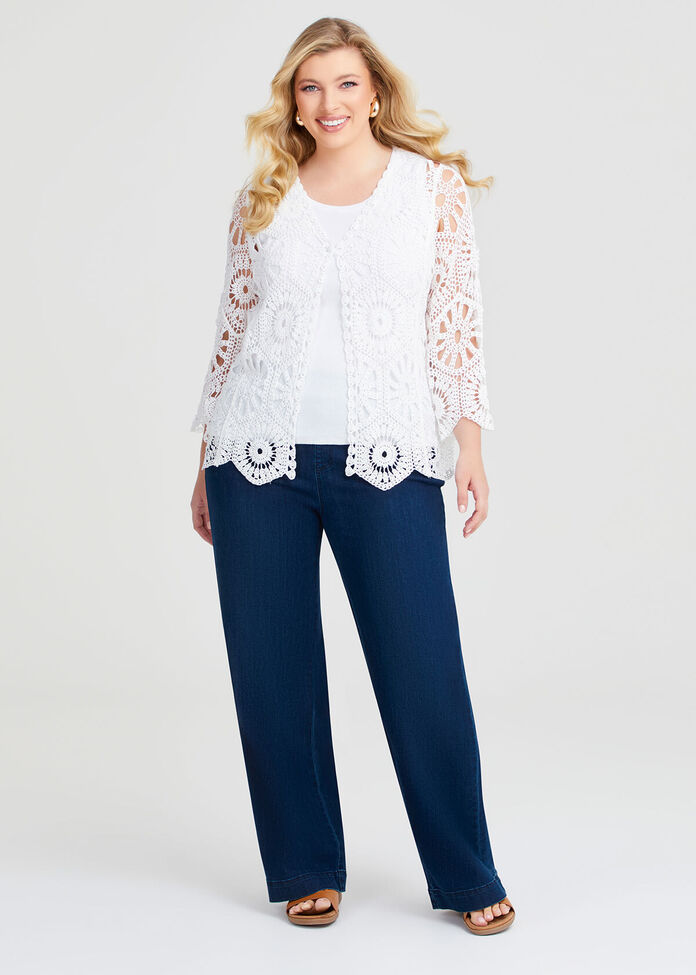 Cotton Crochet Knit Coverup, , hi-res