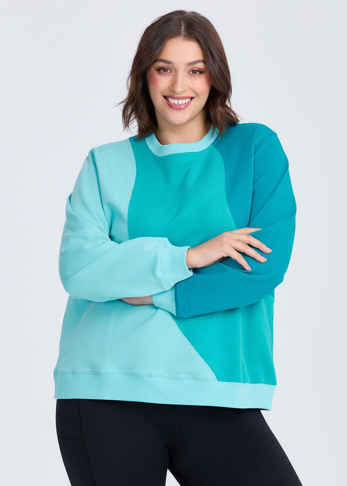 Active Cotton Spliced Sweatshirt, , hi-res
