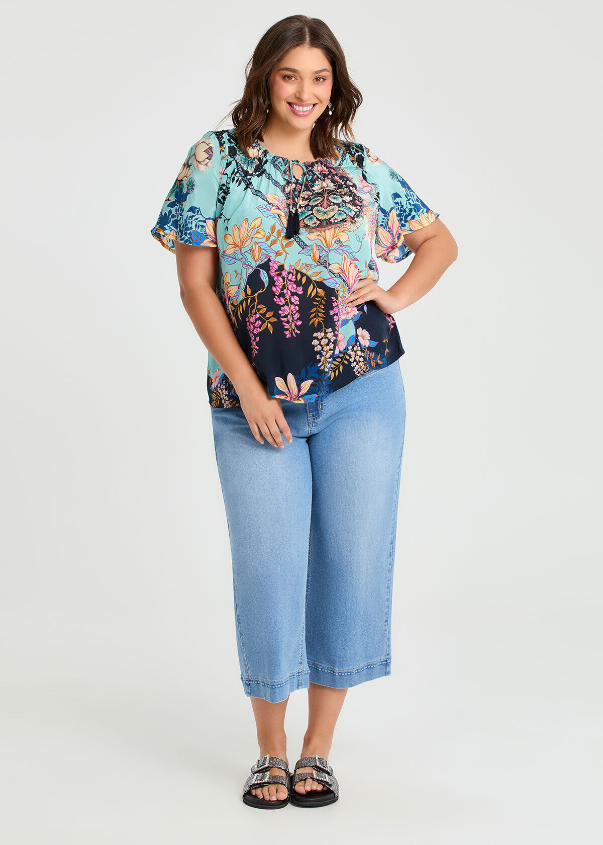 Shop Plus Size Natural Lotus Floral Top, Floral | Taking Shape CA