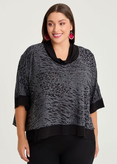 Plus Size Textured Animal Overtop