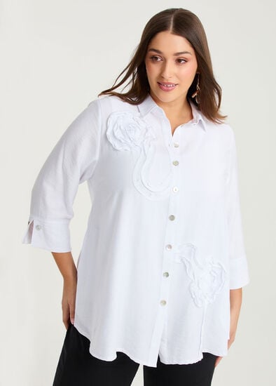 Plus Size Ribbon Cornelli Natural Shirt