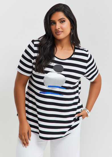 Plus Size Natural Bay Stripe Top