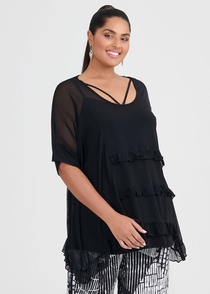 Mesh Frilly Days Overtop, , hi-res