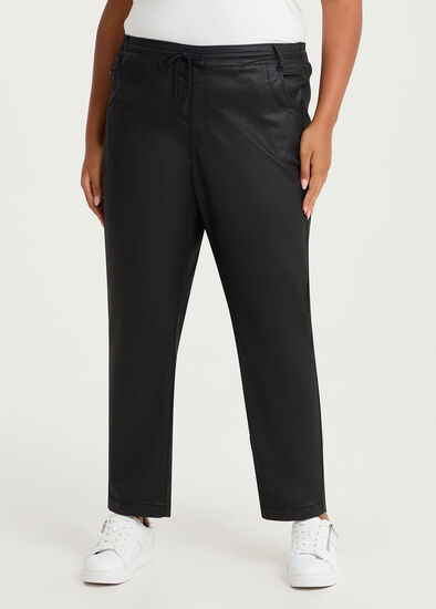Plus Size Coated Denim Drawstring Jogger