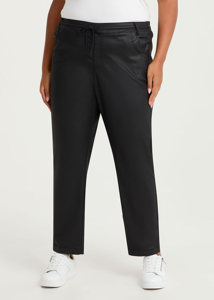 Coated Denim Drawstring Jogger, , hi-res