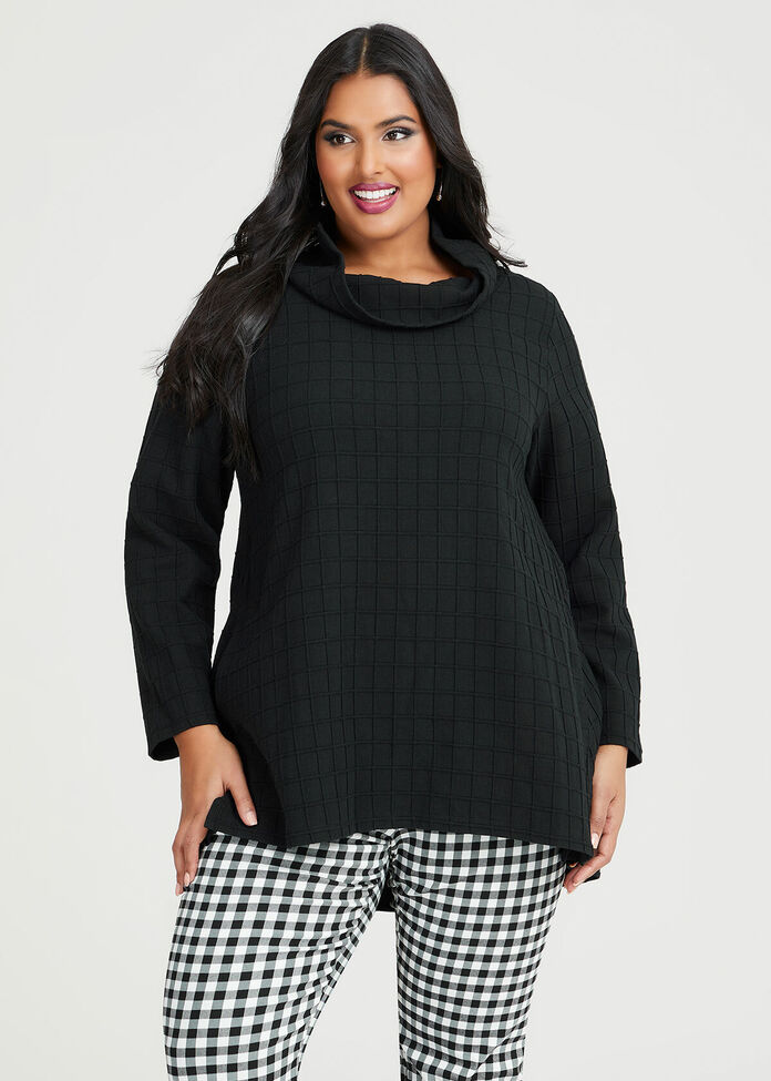 Shop Plus Size Texture Roll Neck Top in Black | Sizes 12-30 | Taking ...