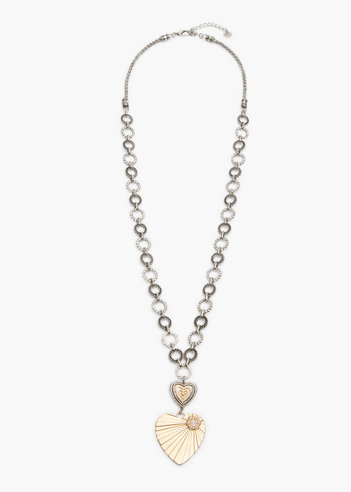 Heart Charm Long Pendant Necklace, , hi-res