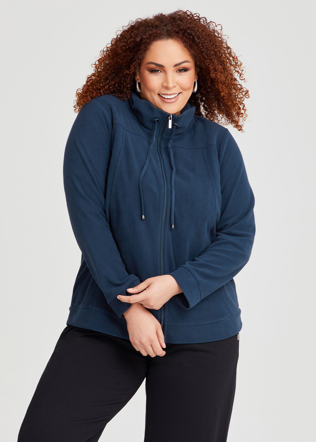 Plus size fleece zip up jacket shop