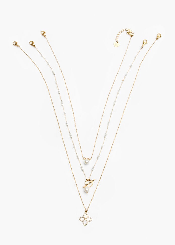 Gold Clover Multi Wear Necklace, , hi-res
