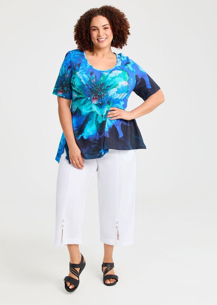 Stretch Linen Ayanna Crop Pant, , hi-res