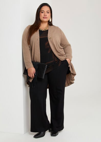 Plus Size Pleat Back Snug Cardigan