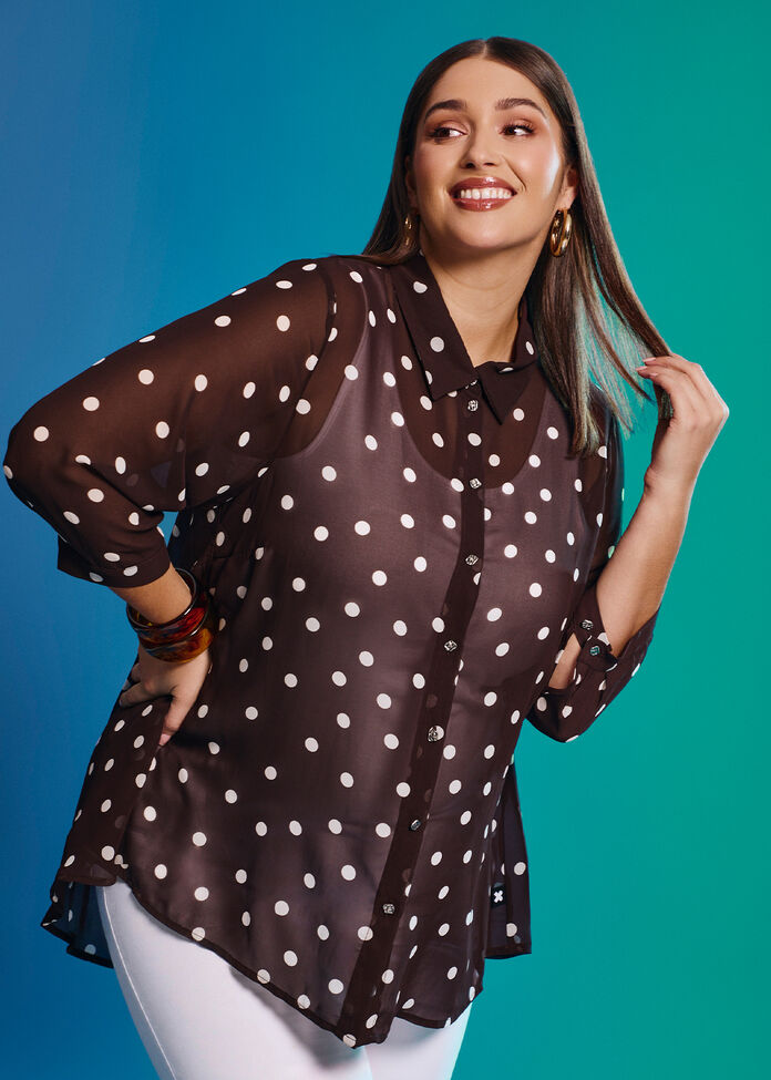 Chiffon Polka Dot Shirt, , hi-res