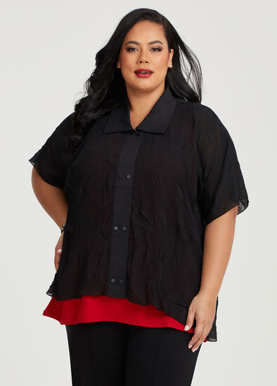 Plus Size Pleated Luca Snap Front Shirt