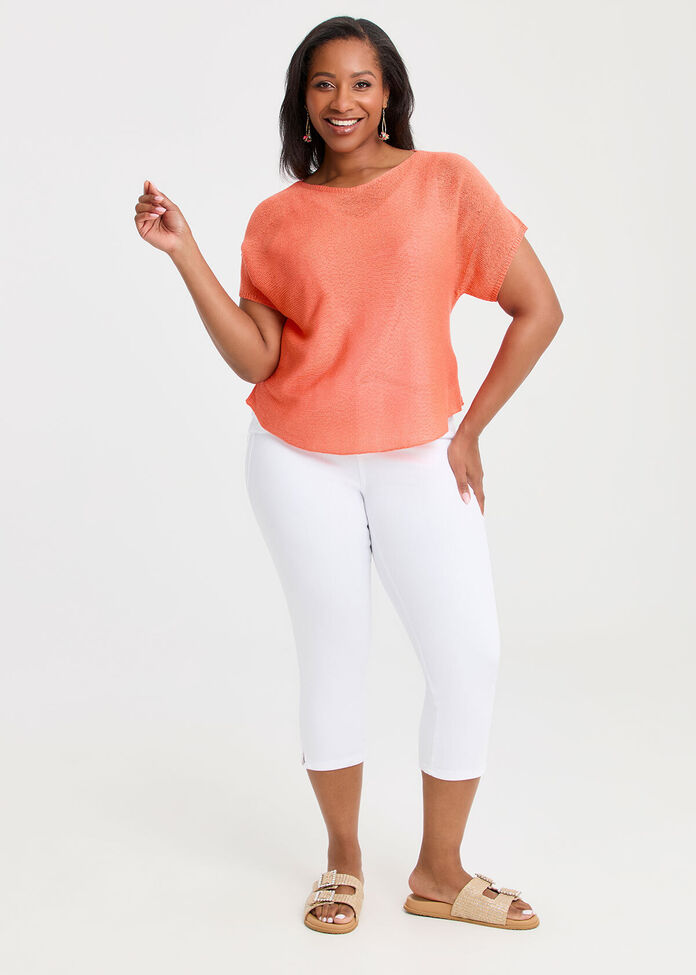 Extended Sleeve Open Knit Top, , hi-res