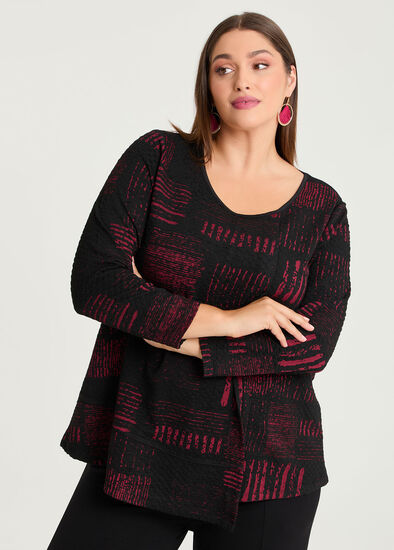 Plus Size Jacquard Abstract Ruby Top