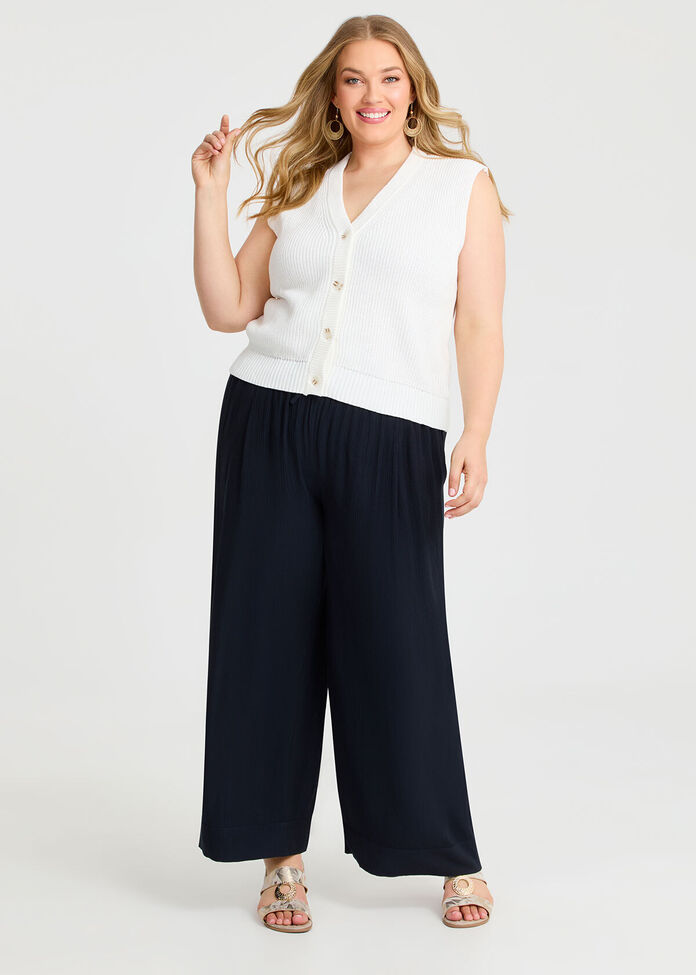 Cotton Button Up Knit Vest, , hi-res