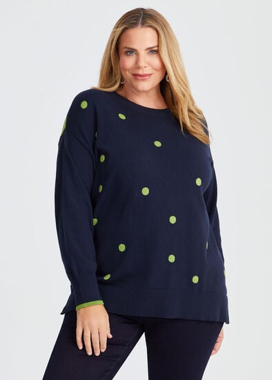 Plus Size Cotton Spots & Stripes Jumper