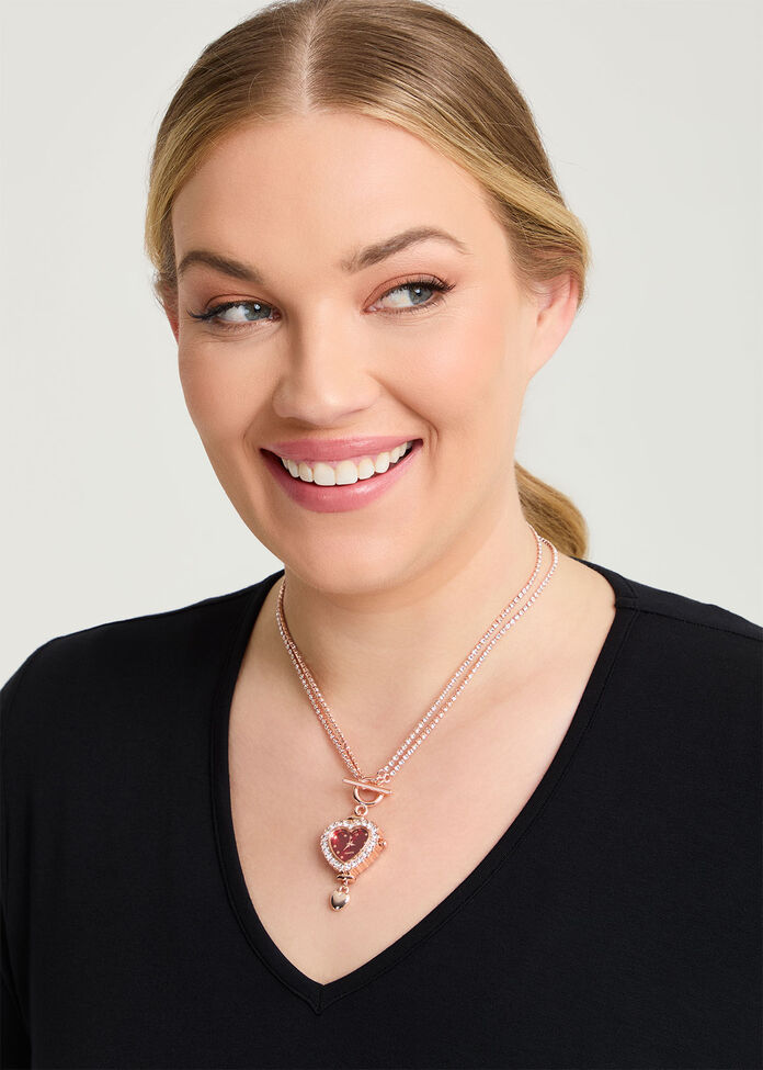 Red Watch Heart Multiwear Necklace, , hi-res